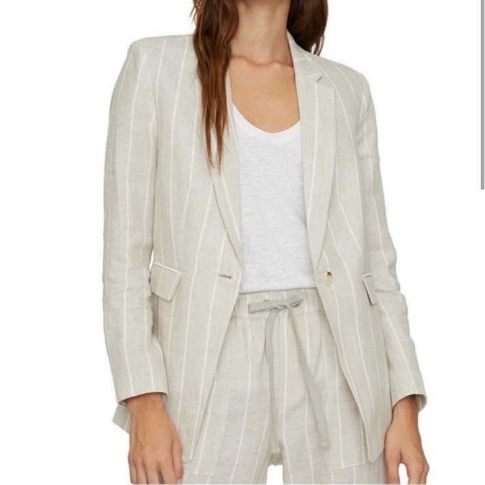 Sanctuary Sz S Cream Nautical Neutral Linen Striped Blazer